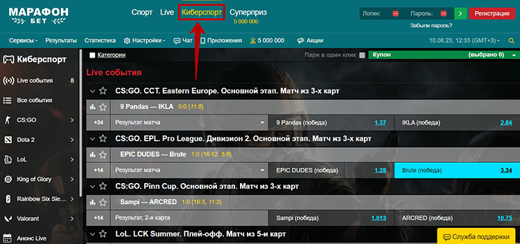 Киберспортивный раздел