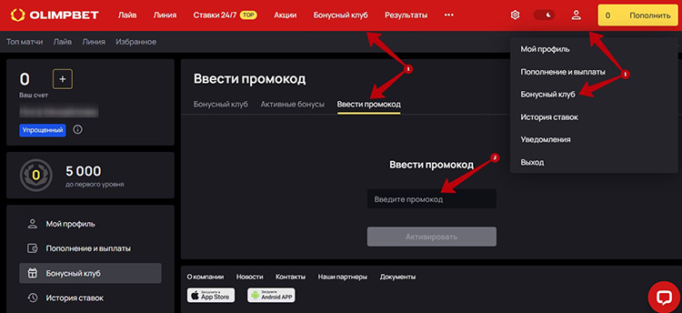 Активация промо