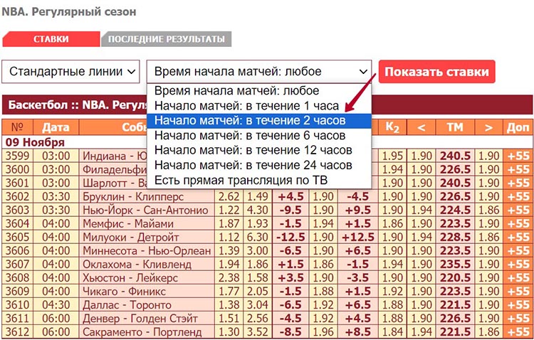 Расписание