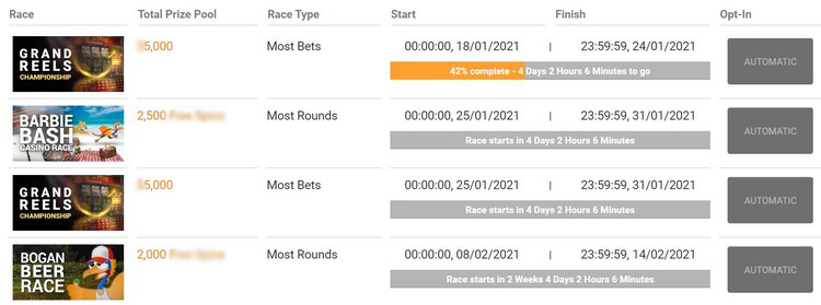 План проводимых турниров