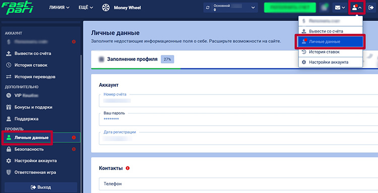 Раздел профиля