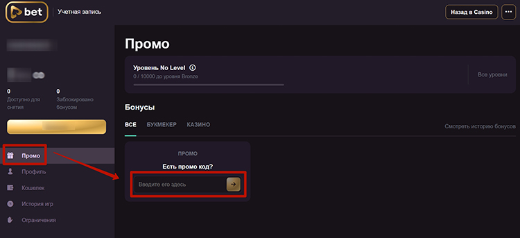 Личный кабинет игрока