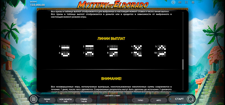 Линии выплат