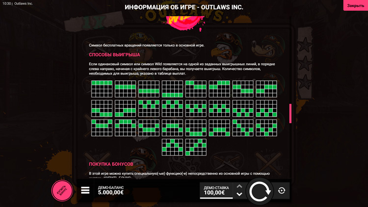 Линии выплат