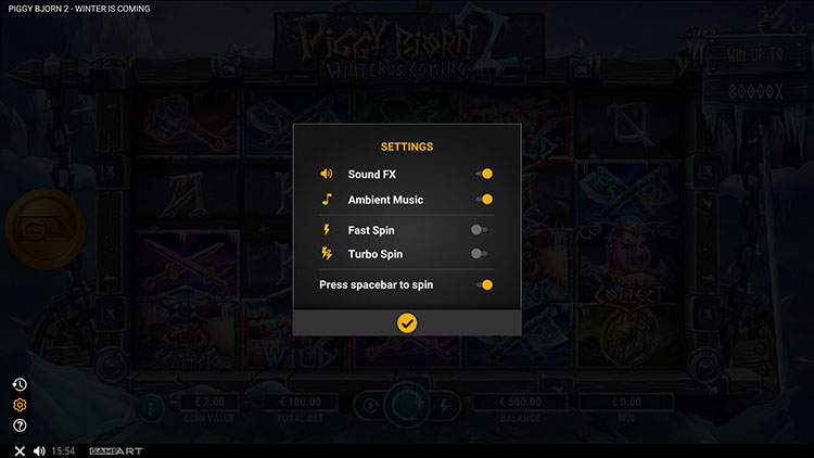 Настройки слота