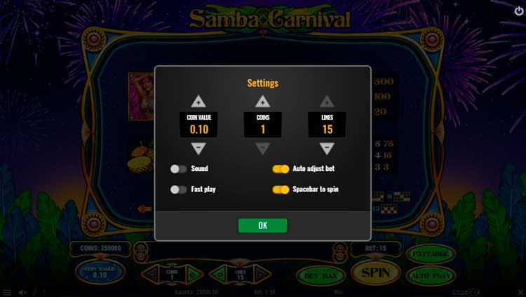 Настройки слота