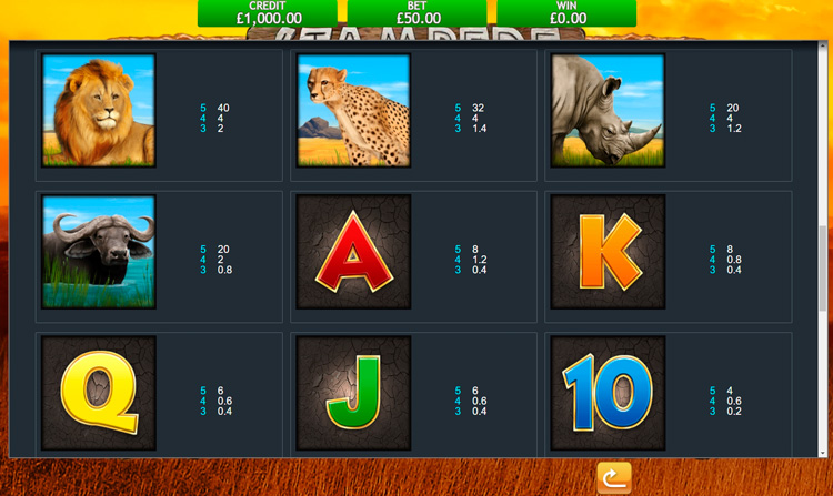 Таблица выплат