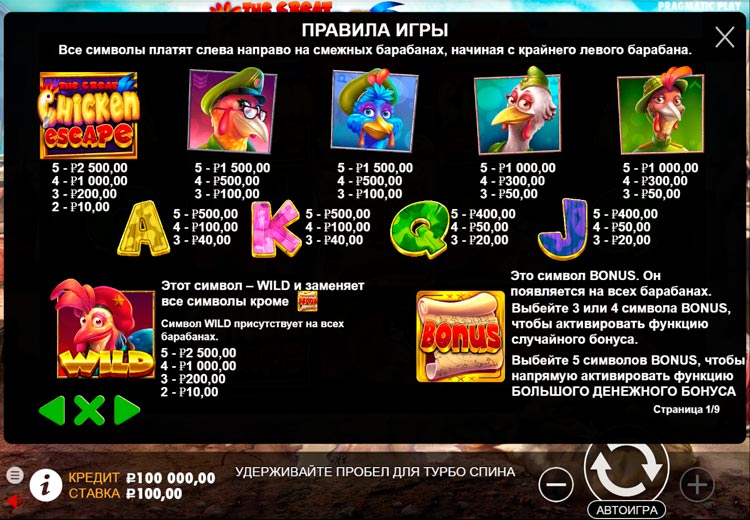 Игровые символы слота