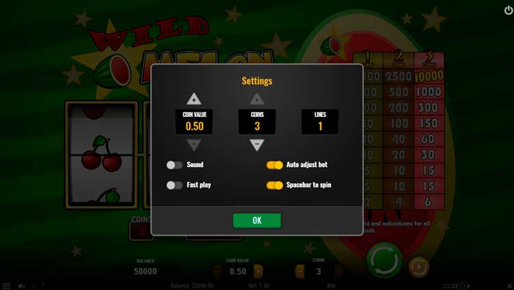 Настройки автомата