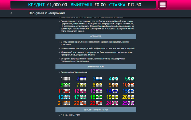 Линии выплат