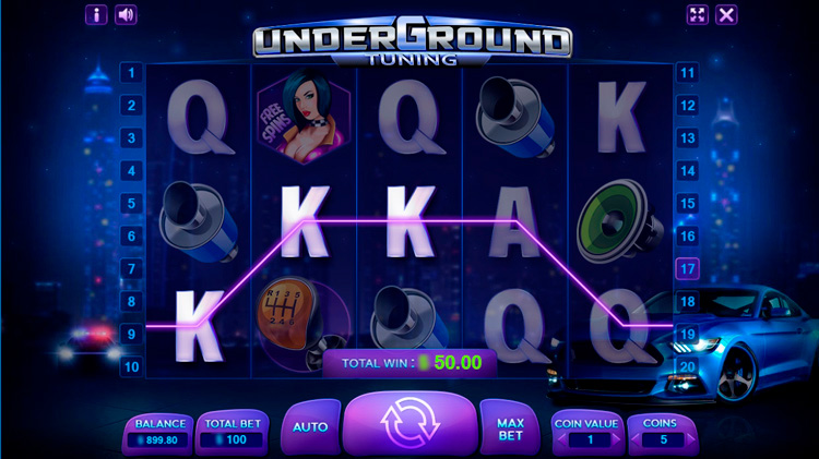 Выигрышная комбинация слота Underground Tuning