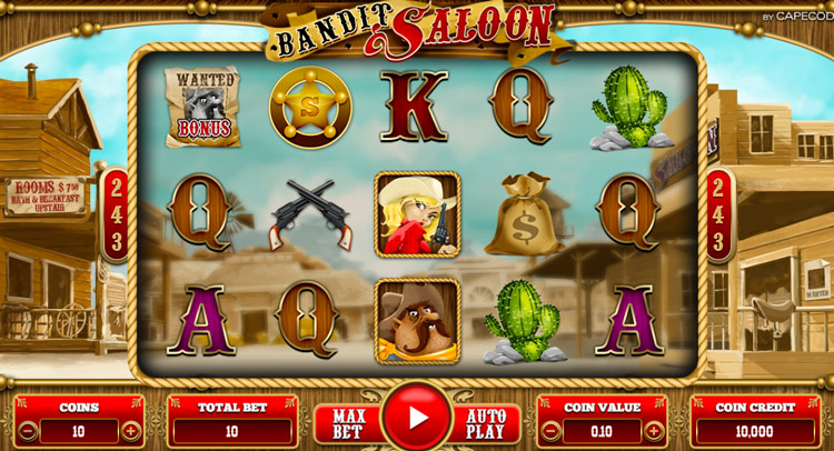 Дизайн слота Bandit Saloon