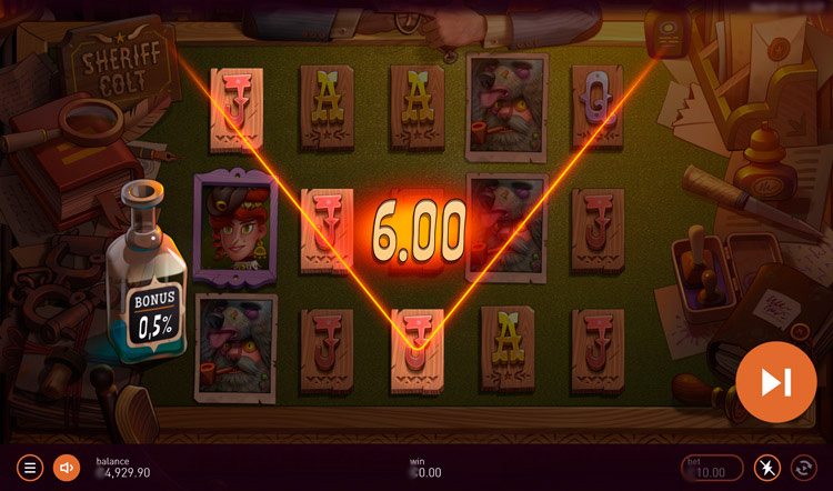 Выигрыш в слоте Sheriff Colt