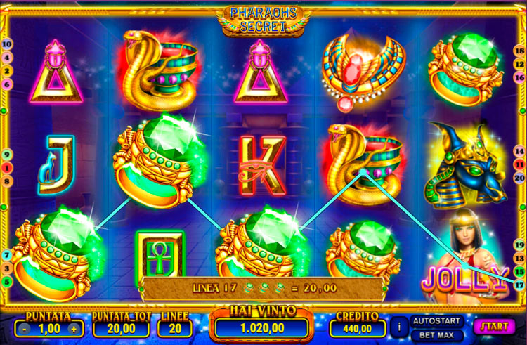 Выигрыш в автомате Pharaohs Secret