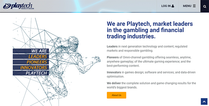 Главная страница сайта Playtech