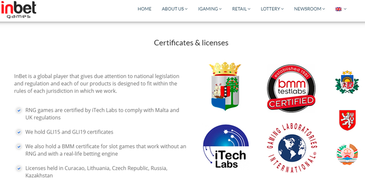 Лицензия Inbet Games